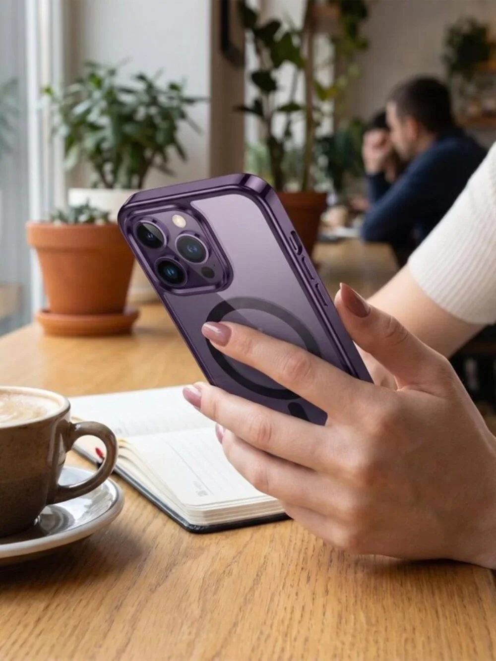 Magnetic Clear Shield iPhone Case - Deep Purple Edge MagSafe